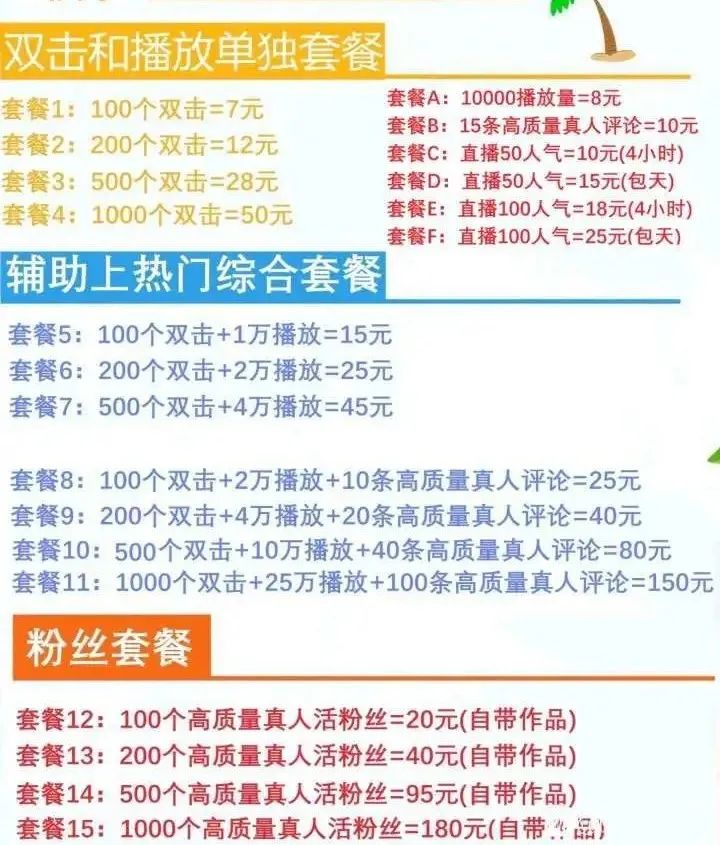 1元100个粉丝（播放量自助下单平台）